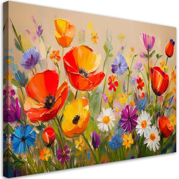 Wandbild mohnblumen blumen auf der wiese 60 x 40 cm