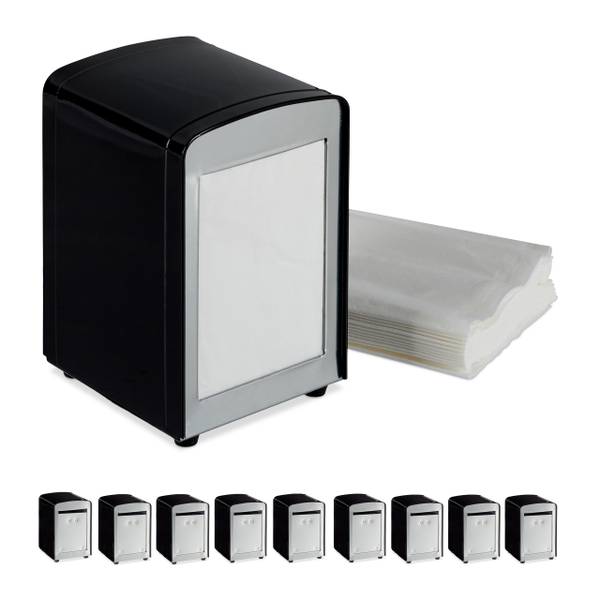 10 x Serviettenspender Retro schwarz Schwarz - Silber
