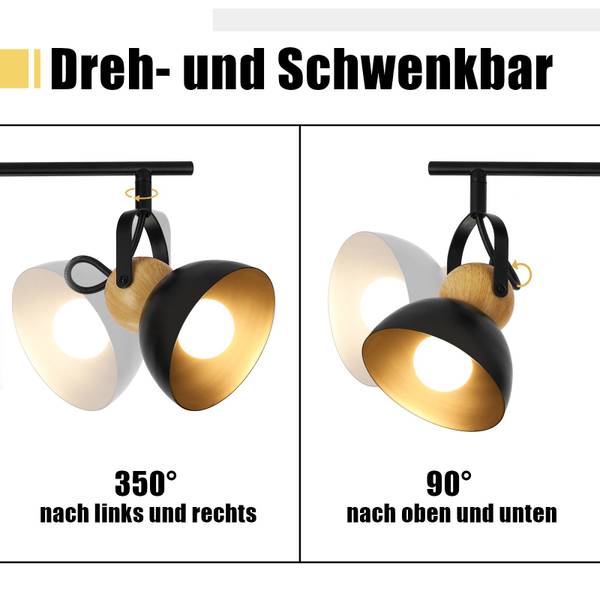 Deckenstrahler Foreman 4-flammig Schwarz - Metall - 21 x 15 x 66 cm