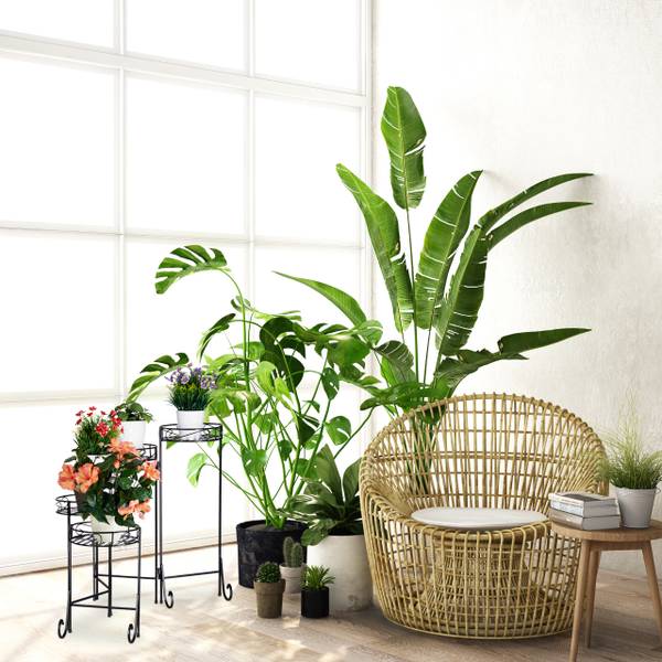 Plantenrek metaal 5 etages zwart - ijzer - 125 x 65 x 23 cm