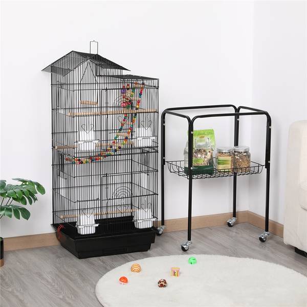 Vogelkäfig ARE94 Schwarz - Metall - 46 x 159 x 36 cm