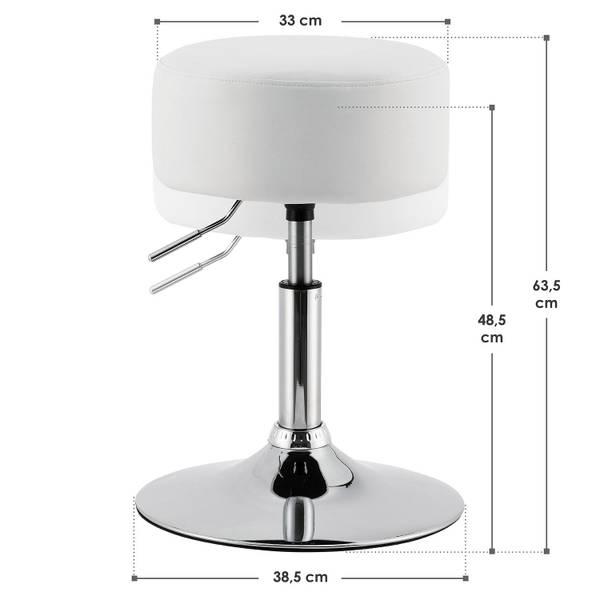 Schminktisch Hocker Tonia Weiß - Kunstleder - 39 x 64 x 39 cm