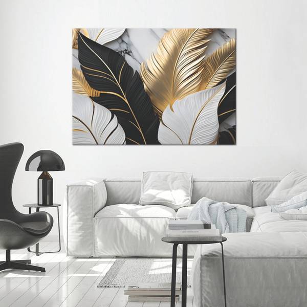 Wandbild blätter marmor 120 x 80 cm
