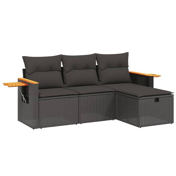 Garten-Lounge-Set 3036577-3 (4-teilig) Schwarz - Polyester - Stahl - 55 x 69 x 62 cm