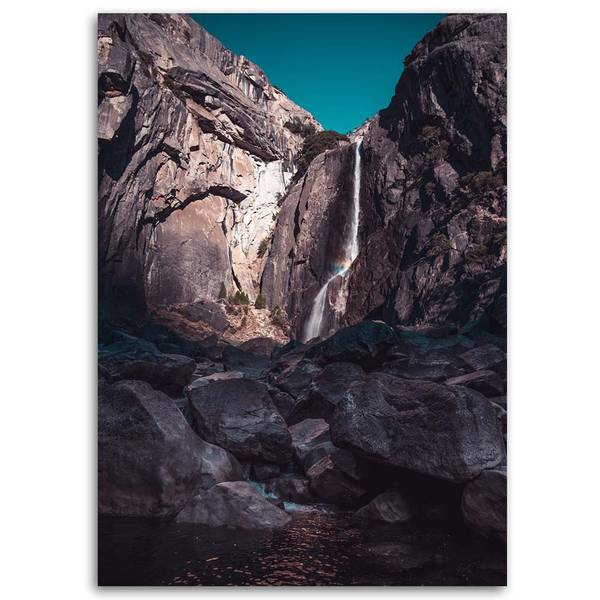 Wandbild wasserfall zwischen hohen 70 x 100 cm
