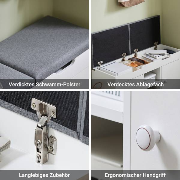 Schuhbank FSR96-W Weiß - Holzwerkstoff - 100 x 48 x 34 cm