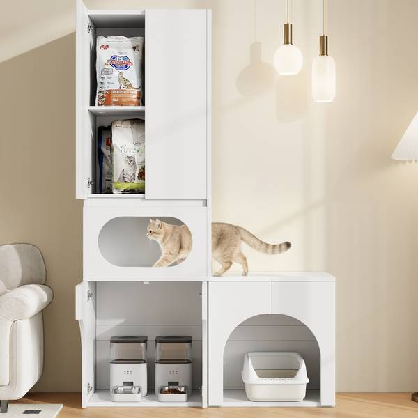Dierenkast LucyZoo Ⅳ wit - plaatmateriaal op houtbasis - 45 x 195 x 140 cm