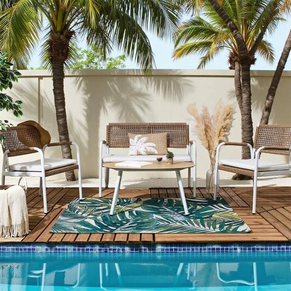 Outdoorteppich MONSTERA KING Grün - Kunststoff - 120 x 1 x 170 cm