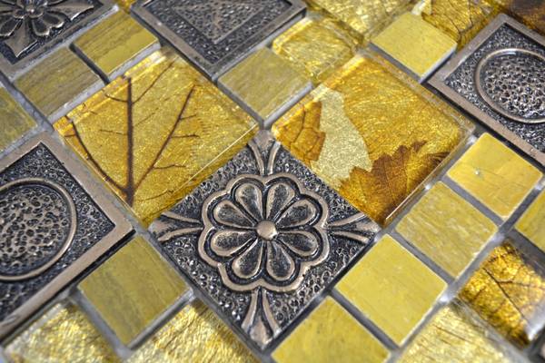Mosaikfliesen 88-0790 Gold - Glas - 30 x 30 x 30 cm
