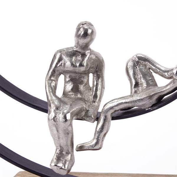 Skulptur Date Schwarz - Massivholz - 31 x 34 x 9 cm