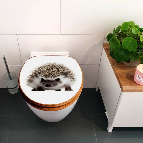 WC-Sitz mit Absenkautomatik Igel Weiß - Bambus - Holzwerkstoff - 38 x 5 x 49 cm