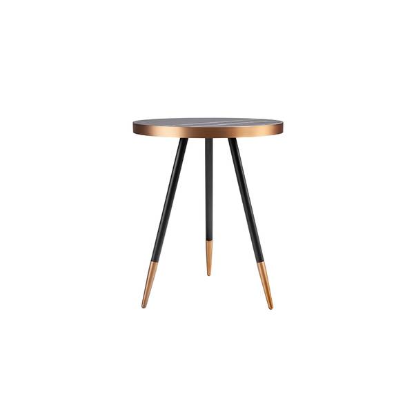 Ecktisch 2069 Schwarz - Braun - Zink - Marmor - 46 x 56 x 46 cm