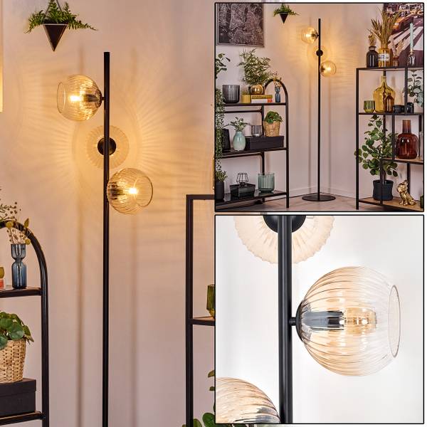 Stehlampe Cesaro Gelb - Aluminium - Klarglas - 36 x 160 x 95 cm