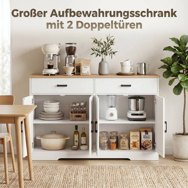 Sideboard 83A-534V90WT Weiß - Zink - 39 x 81 x 140 cm