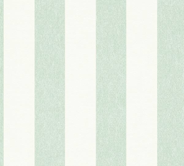 Streifentapete Grün Weiß Grün - Weiß