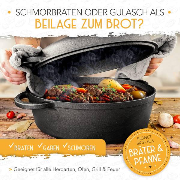 Gusseisen Bräter CrustLove Schwarz - Gusseisen - 34 x 12 x 24 cm