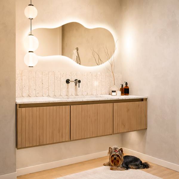 LED-Wandspiegel ONDA Hellblau - 100 x 50 cm