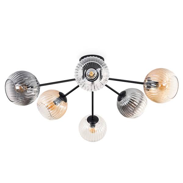 Deckenleuchte Cesaro Braun - Grau - Metall - 100 x 29 x 100 cm