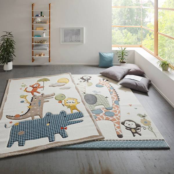 Kinderteppich MORITZ Weiß - Holzwerkstoff - 120 x 1 x 170 cm