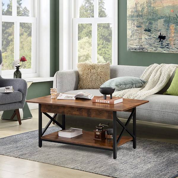 Couchtisch, Kaffeetisch mit Ablage Braun - Holzwerkstoff - 60 x 48 x 110 cm