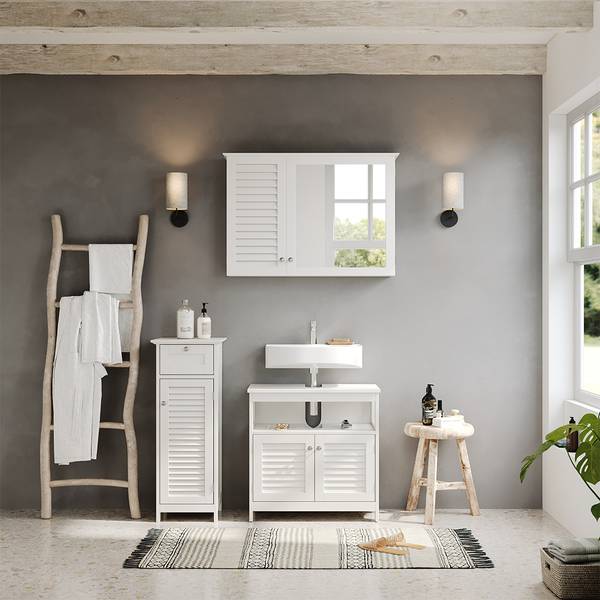 Meuble salle de bain Riad 40414 Blanc - Bois manufacturé - 32 x 87 x 30 cm