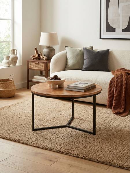 Couchtisch CEIRA mit Dreibeingestell Beige - Akazie - 60 x 38 x 60 cm