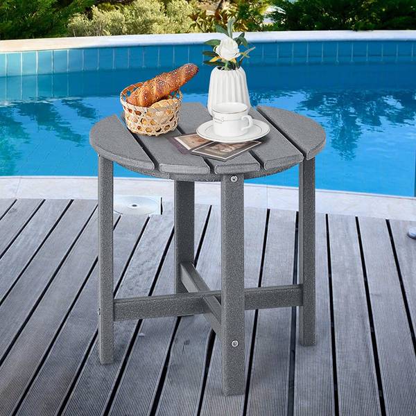 Kleiner Gartentisch rund, wetterfest Grau - Kunststoff - 46 x 46 x 46 cm