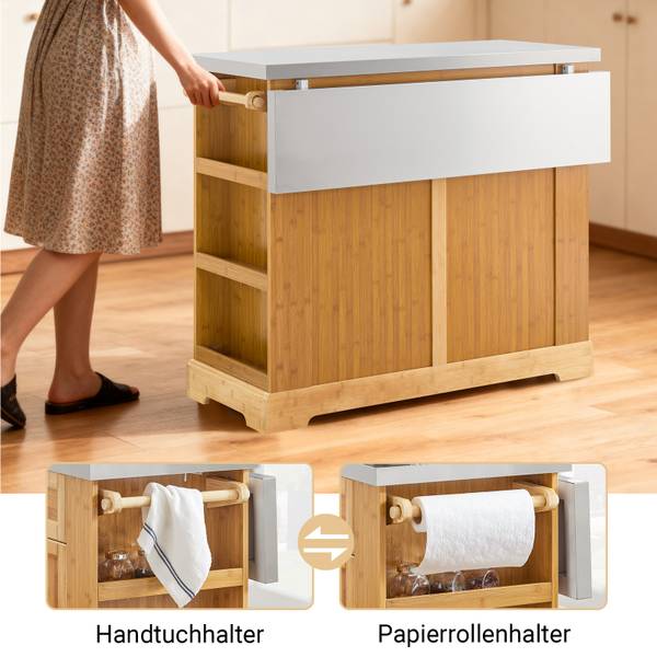 Kücheninsel FKW130-N Braun - Bambus - Holzwerkstoff - 46 x 93 x 107 cm