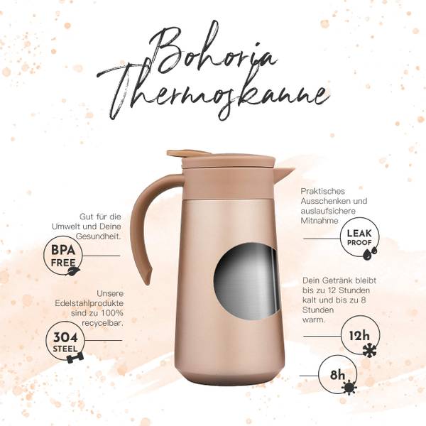 Thermoskanne Urban Schwarz - Metall - 8 x 19 x 8 cm