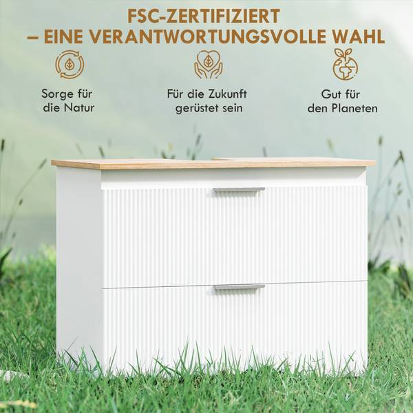 Waschbeckenunterschrank 834-932V90WT Weiß - Holzwerkstoff - 40 x 60 x 80 cm