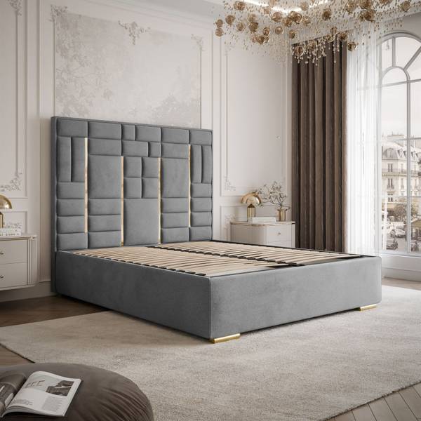 Continentaal bed BRIGITTE grijs - Ligoppervlak breedte: 160 cm