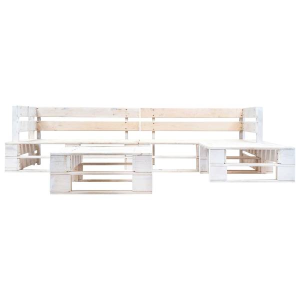 Garten-Lounge-Set 297743 (4-teilig) Weiß - Kiefer - 220 x 55 x 125 cm