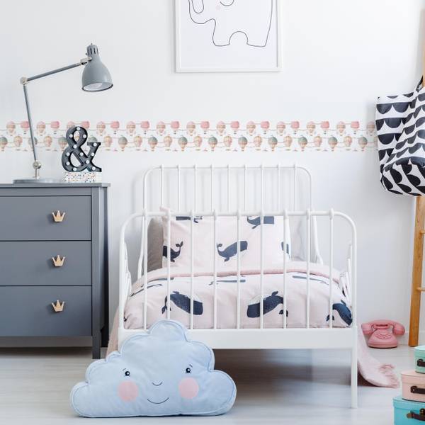 Tapetenbordüre für Kinder Luftballons Beige - Grün - Fleece - 10 x 300 x 300 cm