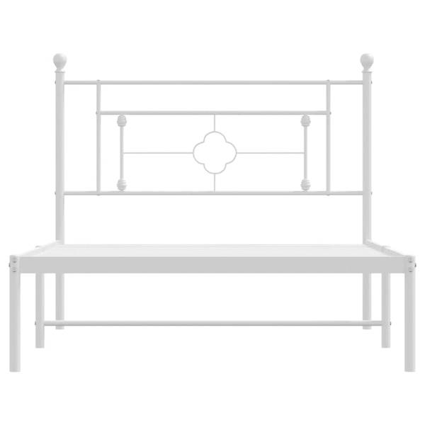 Bettgestell mit Kopfteil X607 Weiß - Metall - 112 x 97 x 207 cm
