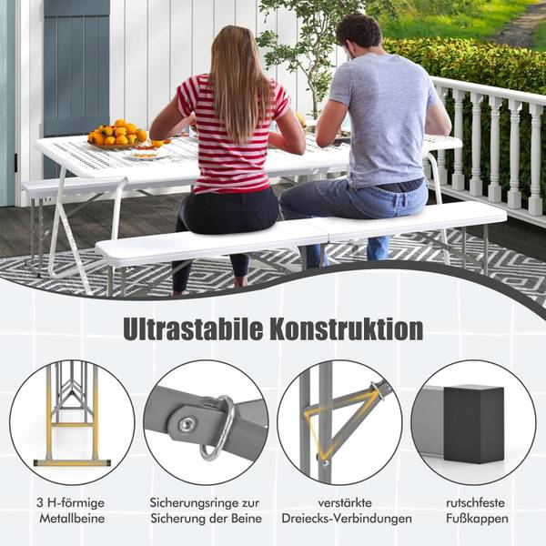 Bierbank ZB33013IT-3DE Weiß - Metall - 28 x 43 x 182 cm