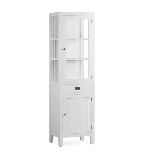  VITRINE AUS WEISSEM HOLZ 55 X 40 X 190 Weiß - Holz teilmassiv - 55 x 190 x 40 cm