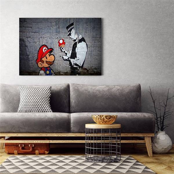 Wandbild polizist und spielfigur 90 x 60 cm