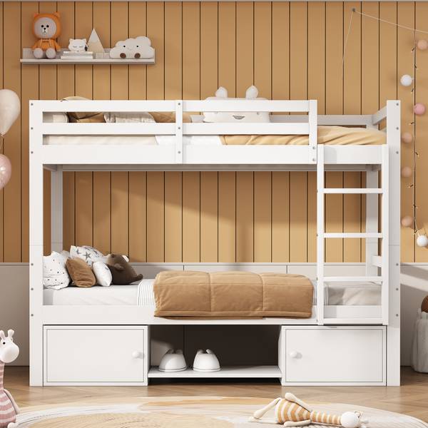 Etagenbett-O0914 Weiß - Massivholz - 95 x 158 x 205 cm