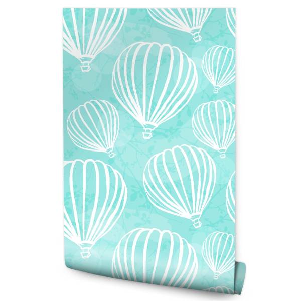Tapete Luftballons Grün - Weiß - Fleece - 53 x 1000 x 1000 cm