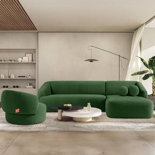 Hoekbank rechts VIRA groen - bouclé