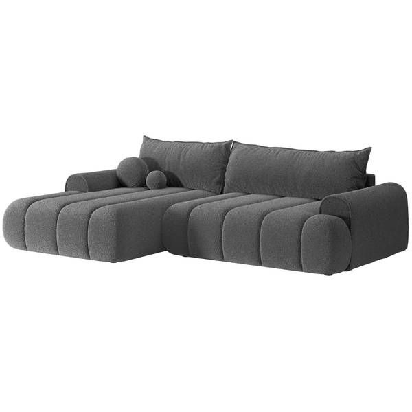 Ecksofa DANDELINO Grau - Ecke davorstehend links - Ottomane davorstehend links