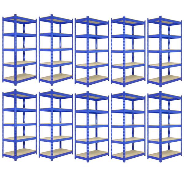 10 x Q-Rax Lagerregal Kellerregal Blau - Metall - 50 x 180 x 90 cm