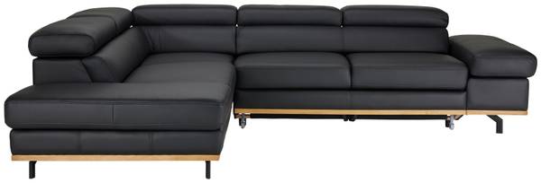 Wohnlandschaft CARMEN LINKS Schwarz - Lederfaserstoff - Textil - Holz teilmassiv - 292 x 72 x 226 cm