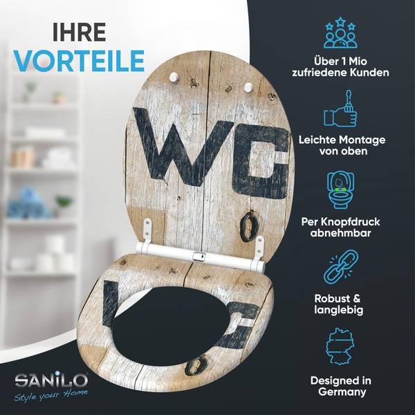 Abattant WC frein de chute Old Style Marron - Bois manufacturé - 38 x 6 x 48 cm