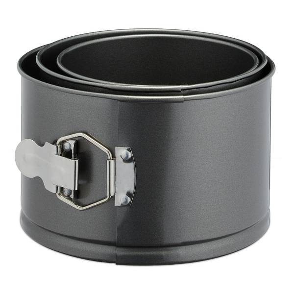 Springvorm hoog set van 3 grijs - zilver - staal - 18 x 11 x 18 cm