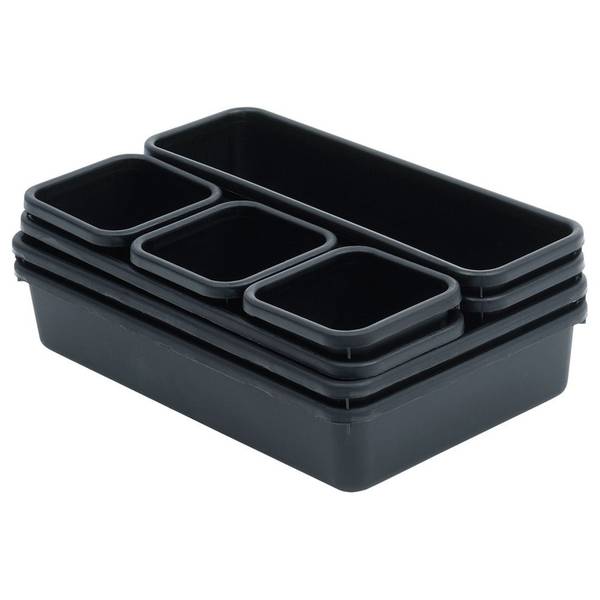 Schubladen Organizer 8er Set 568012 Schwarz - Kunststoff - 16 x 5 x 24 cm