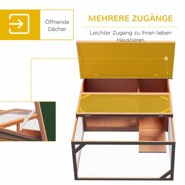 Kaninchenstall BB7115 Orange - Massivholz - 55 x 23 x 108 cm