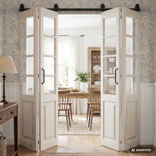 Porte pliante coulissante PROVINS Imitation chêne blanc