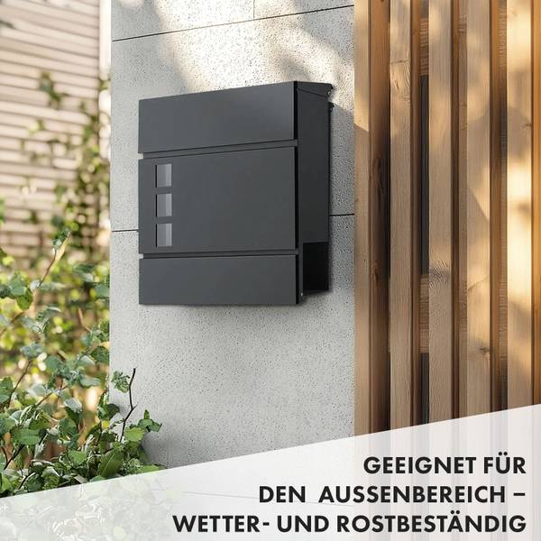 Briefkasten Jules Grau - Stahl - 37 x 37 x 11 cm
