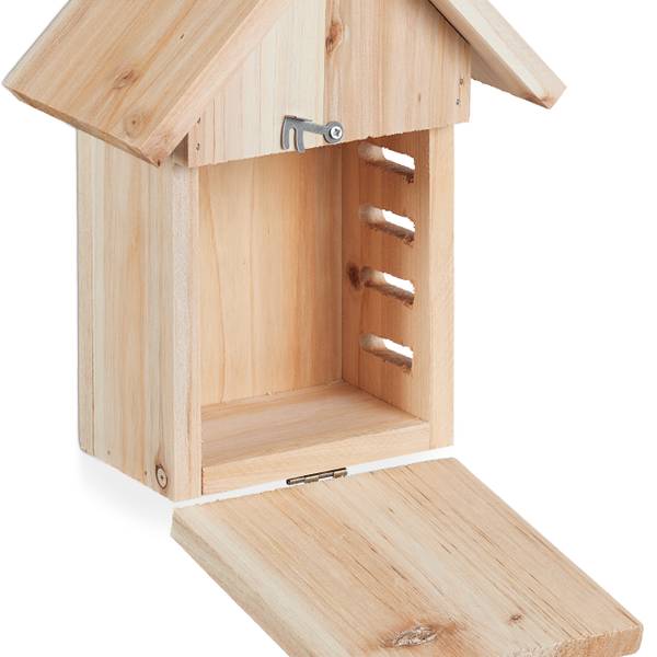 Marienkäferhaus aus Holz Braun - Silber - Holzwerkstoff - 18 x 23 x 10 cm